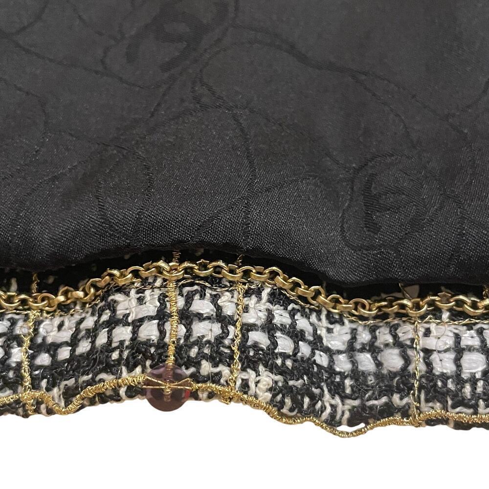 Chanel 05 Black White Plaid Tweed Sequin Jacket FR 40 | Gold Buttons Blazer Rare - Picture 12 of 16